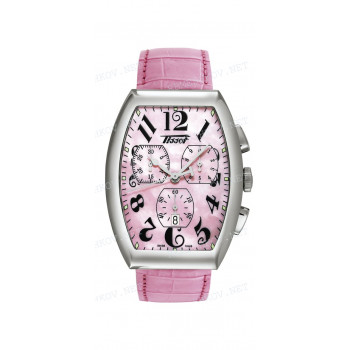 Ремешок для часов Tissot 18/16 мм, розовый, имитация крокодила, стальная клипса, PORTO CHRONO (T661.647)