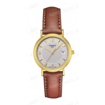 Ремешок для часов Tissot 13/12 мм, коричневый, теленок, желтая пряжка, OROVILLE (T713.127)