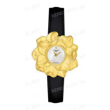 Ремешок для часов Tissot 11/10 мм, черный, теленок, желтая пряжка, WATER LILY (T713.148, T713.144, T713.348)