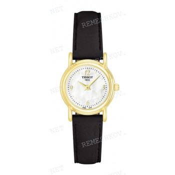 Ремешок для часов Tissot 12/10 мм, черный, теленок, желтая пряжка, CARSON (T713.180)