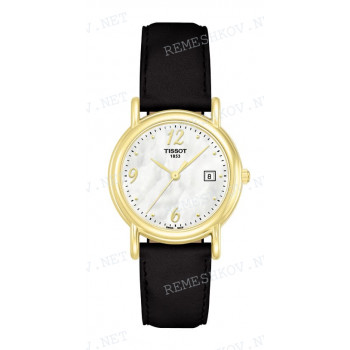 Ремешок для часов Tissot 14/12 мм, черный, теленок, желтая пряжка, CARSON (T713.189)