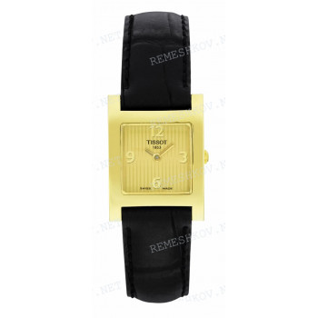 Ремешок для часов Tissot 15/14 мм, черный, имитация крокодила, желтая пряжка, ORINDA (T713.326, T710.326)