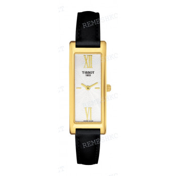 Ремешок для часов Tissot 10/8 мм, черный, теленок, желтая пряжка, NEW HELVETIA (T713.342, T713.340)