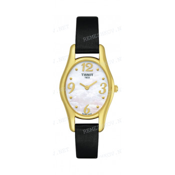 Ремешок для часов Tissot 10/10 мм, черный, теленок, желтая пряжка, PETIT BIJOU (T713.344, T713.338, T713.150, T713.135)