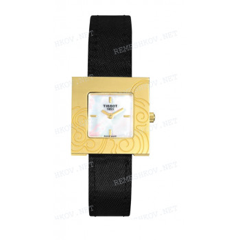 Ремешок для часов Tissot 13/12 мм, черный, теленок, желтая пряжка, ROSEVILLE (T713.359, T713.319)