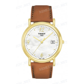 Ремешок для часов Tissot 18/16 мм, светло-коричневый, теленок, желтая пряжка, CARSON (G667) (T713.469)