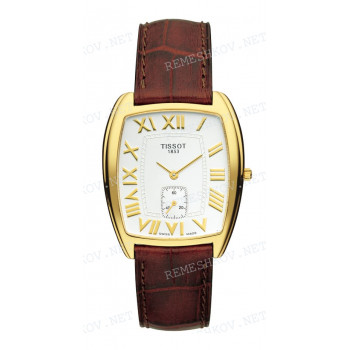 Ремешок для часов Tissot 18/16 мм, коричневый, имитация крокодила, желтая пряжка, OROVILLE, NEW HELVETIA (T713.615, T713.425)