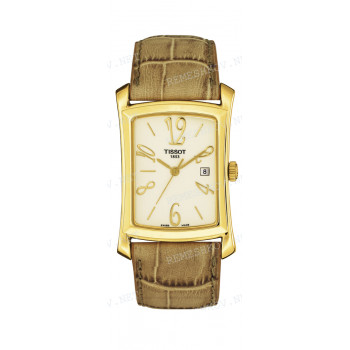 Ремешок для часов Tissot 20/18 мм, светло-коричневый, имитация крокодила, желтая пряжка, RETRO CARREE (T902.310, T713.631, T713.630)