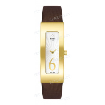 Ремешок для часов Tissot 16/16 мм, коричневый, текстиль, желтая пряжка, NUBYA (T901.309)