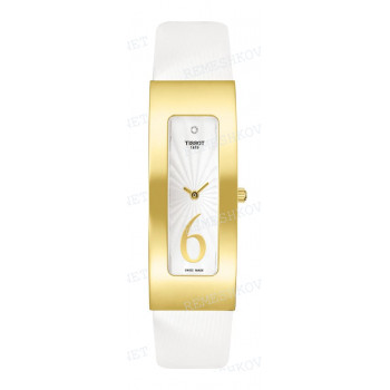 Ремешок для часов Tissot 16/16 мм, белый, текстиль, желтая пряжка, NUBYA (T901.309)