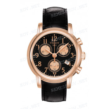 Ремешок для часов Tissot 16/16 мм, черный, имитация крокодила, розовая клипса, CHRONO L (T906.217)