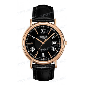Ремешок для часов Tissot 20/18 мм, черный, имитация крокодила, розовая клипса, CARSON (T907.407)