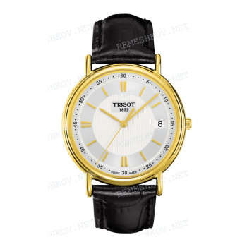 Ремешок для часов Tissot 20/18 мм, черный, имитация крокодила, желтая клипса, CARSON (T907.410)