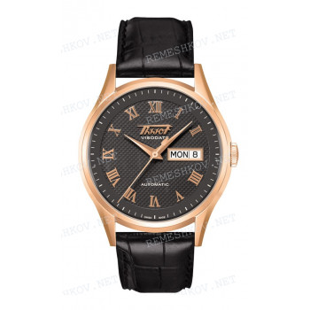 Ремешок для часов Tissot 20/18 мм, черный, имитация крокодила, розовая клипса, VISODATE (T910.430)