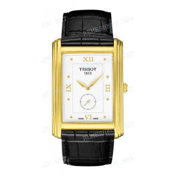 Ремешок для часов Tissot 24/22 мм, черный, имитация крокодила, желтая клипса, NEW HELVETIA (T911.535)