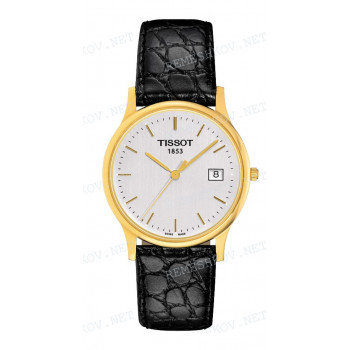 Ремешок для часов Tissot 18/16 мм, черный, XL, имитация крокодила, желтая пряжка, GOLDRUN (T913.410, T712.401, T713.401, T713.411, T712.411, T713.412, T712.412)