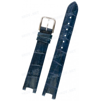 Ремешок для часов Tissot 14/12 мм, синий, имитация крокодила, с вырезом, стальная пряжка, STYLIST ELABUKI (T452.235)