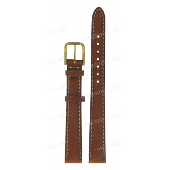 Ремешок для часов Tissot 12/10 мм, коричневый, теленок, белая прострочка, желтая пряжка, PR 50 NEW (T275.211)