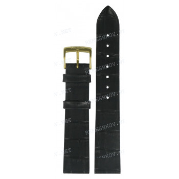 Ремешок для часов Tissot 18/16 мм, черный, имитация крокодила, желтая пряжка, OROVILLE (T712.425, T713.425, T713.423)