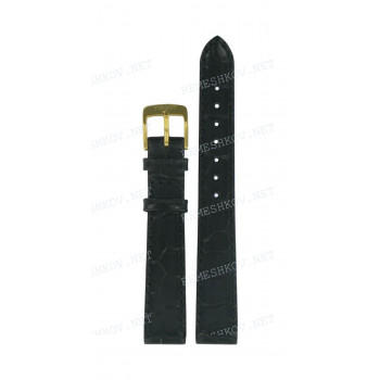 Ремешок для часов Tissot 14/12 мм, черный, имитация крокодила, желтая пряжка, SUNLAND (T713.312)