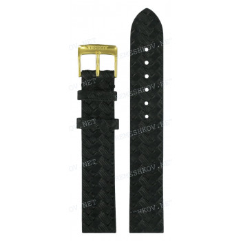 Ремешок для часов Tissot 17/16 мм, черный, теленок, плетеный, желтая пряжка, SECRET LOVE (T713.337)