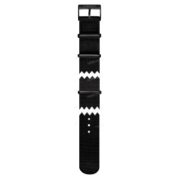 Ремешок для часов Tissot 19/19 мм, черный, текстиль, черная пряжка, QUICKSTER (T095.410, T095.417)