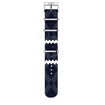Ремешок для часов Tissot 21/21 мм, темно-синий/белый узор, текстиль, стальная пряжка, EVERYTIME (T109.610)