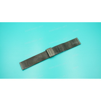 Браслет UK для часов 22 мм, черный, прямой, миланское плетение