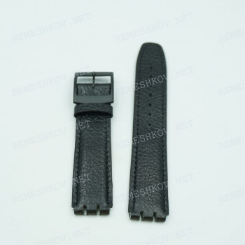Ремешок UK для часов Swatch 20/18 мм, черный, естественная фактура, под корпус
