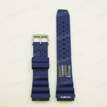 Ремешок UK для часов 24/20 мм, синий, полиуретан, прямой с выступом, 22 мм ширина выступа, diver style
