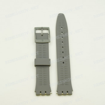 Ремешок UK для часов Swatch 20/16 мм, серый, полиуретан, под корпус, 16 мм ширина крепления